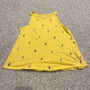 Old Navy Cactus Tank Top Sz M Yellow Summer Casual Cotton Lightweight